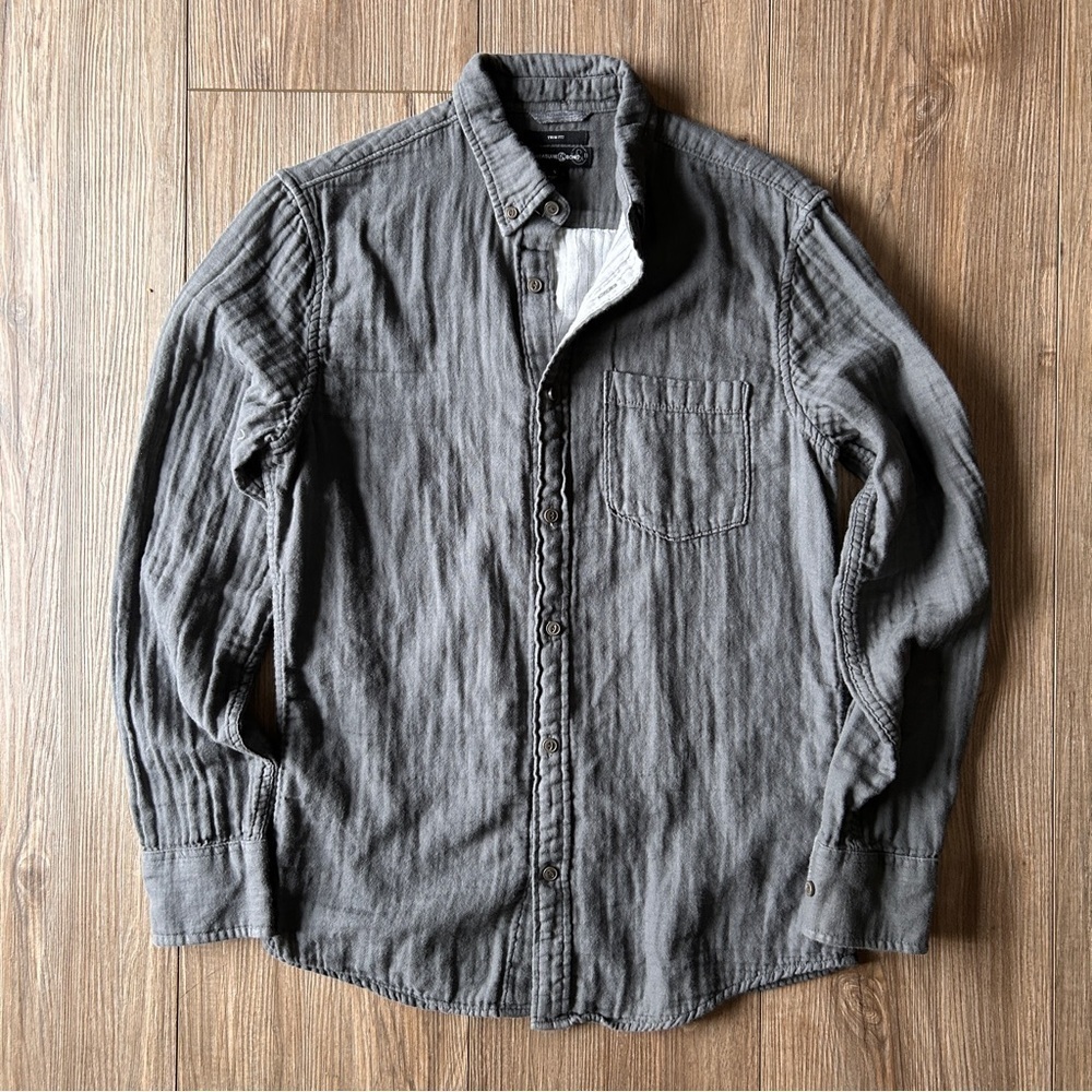 Treasure & Bond | Flannel Lined Slim Fit Casual Gray Shirt (Small) - Picture 8 of 12
